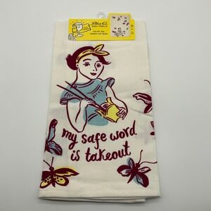 NEW!!!  Blue Q Screen Printed Dish Towel My Safe Word is Takeout‎